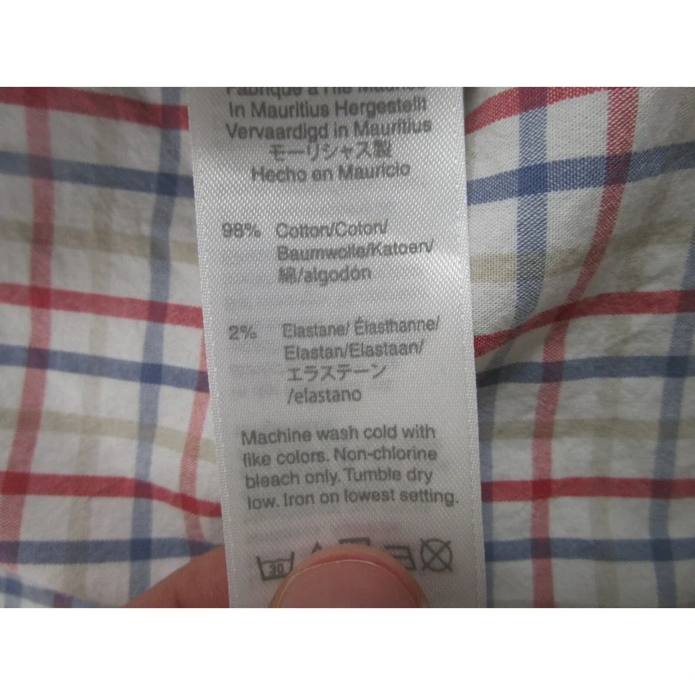 J Crew Shirt Mens Small White Plaid Slim‎ Fit Cotton Button Down Long Sleeve